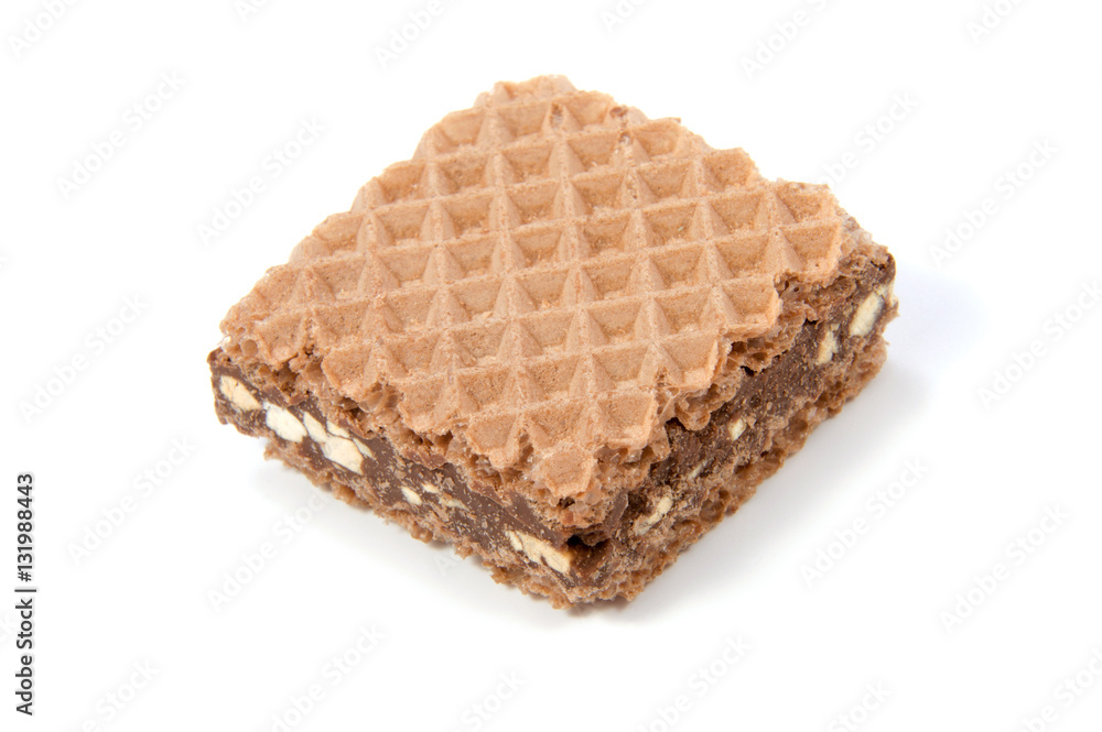 Wafers with chocolate on a white background Wafers with chocolate on a white background