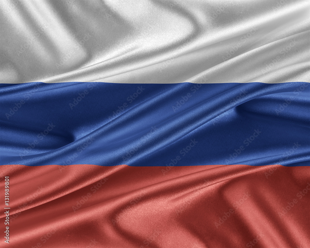 Russia flag with a glossy silk texture. Russia flag with a glossy silk texture.
