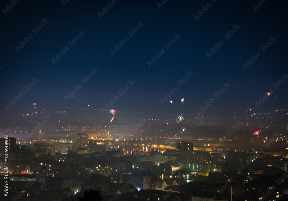 Naklejka premium Fires over the city