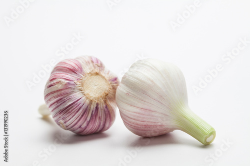 Garlics on white background 