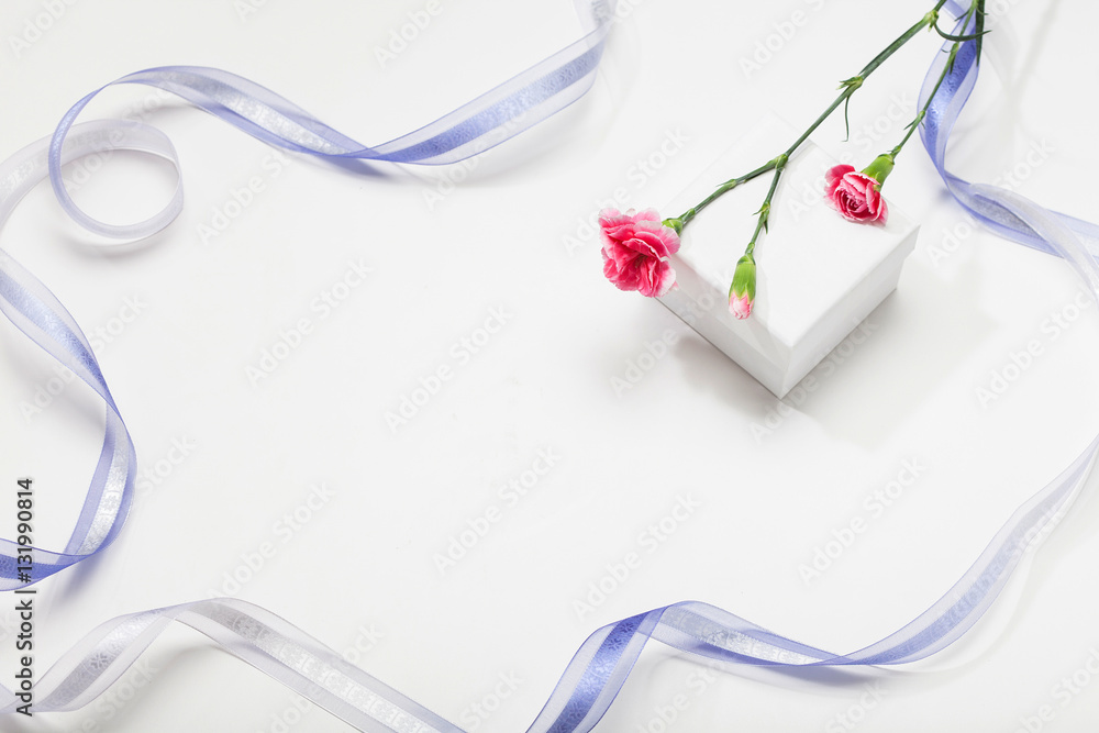 Decorated Gift box with canation flower Decorated Gift box with canation flower