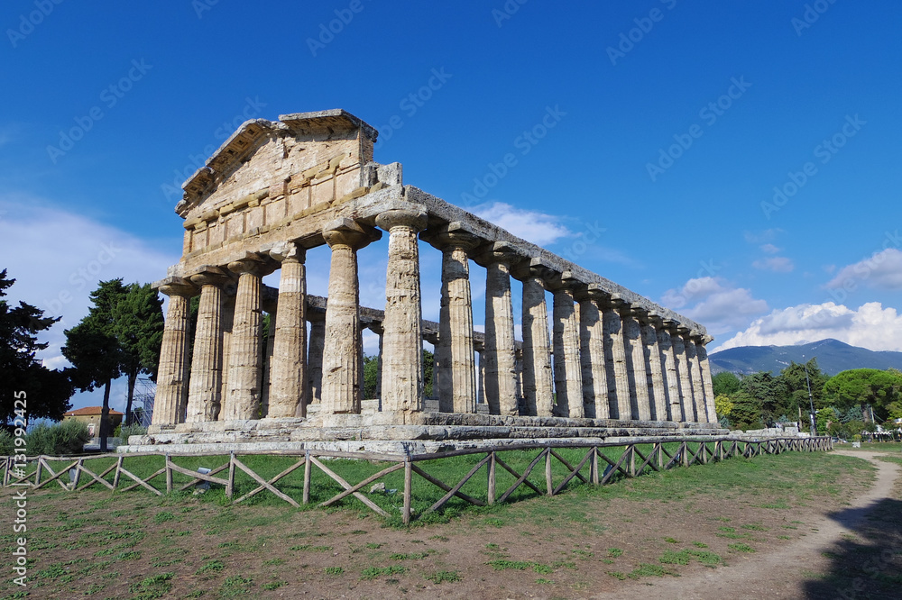 Ancient greek temple in Paestum, Italy.