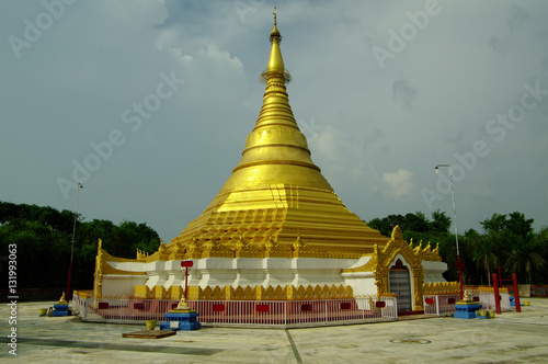 Buddhist temple in Lumbini, Nepal, near the indian borderr photo