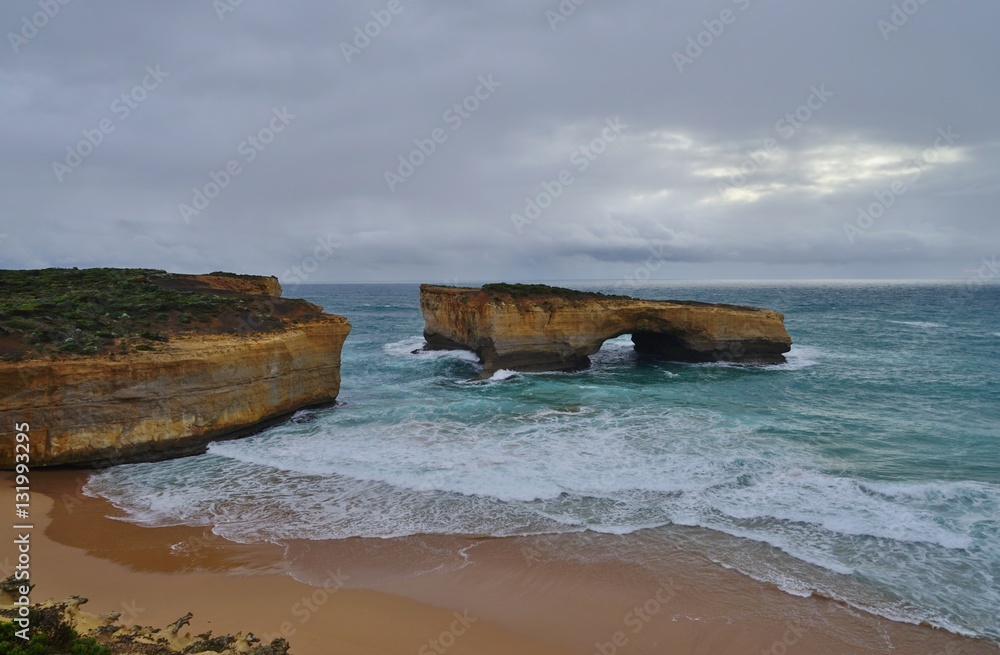 The London Bridge rock formation in Port Campbell National Park off the Great Ocean Road in Victoria, Australia