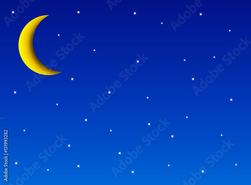 Cielo notturno con luna e stelle