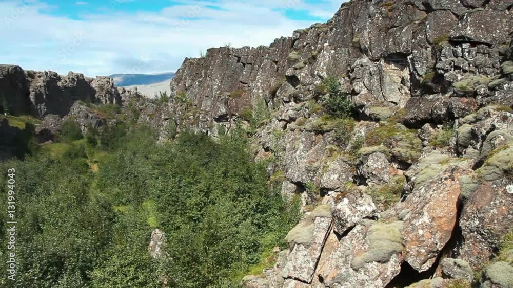 Iceland Mid Atlantic Ridge Rifting Thingvellir National Park Canyon in Iceland. It lies in a rift valley ...