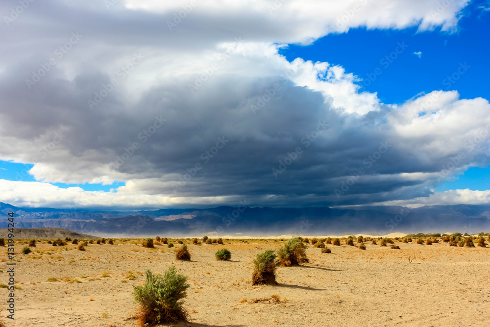 Clouds over The Mesquite sand dunes, Death Valley National Patk,