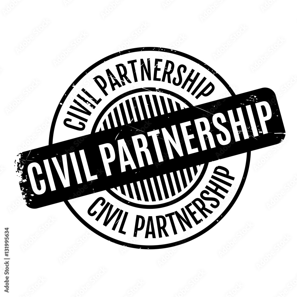 Civil Partnership rubber stamp. Grunge design with dust scratches. Effects can be easily removed for a clean, crisp look. Color is easily changed.