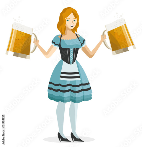 cute german girl with two giant beers