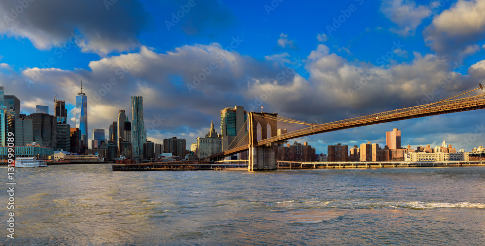 The Brooklyn Bridge and Manhattan Skyline from , New York.