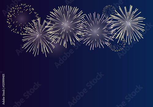 Brightly Colorful Fireworks on twilight background