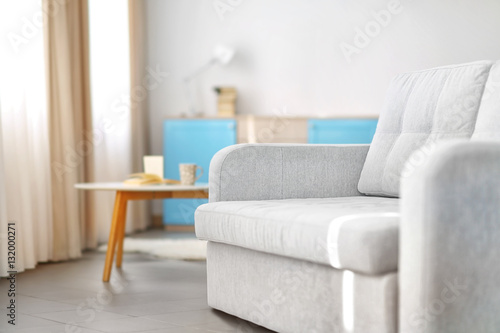 New cozy couch in modern room interior