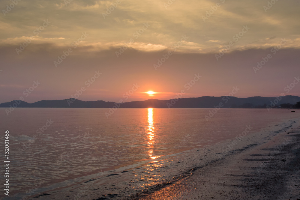 sunset and beach