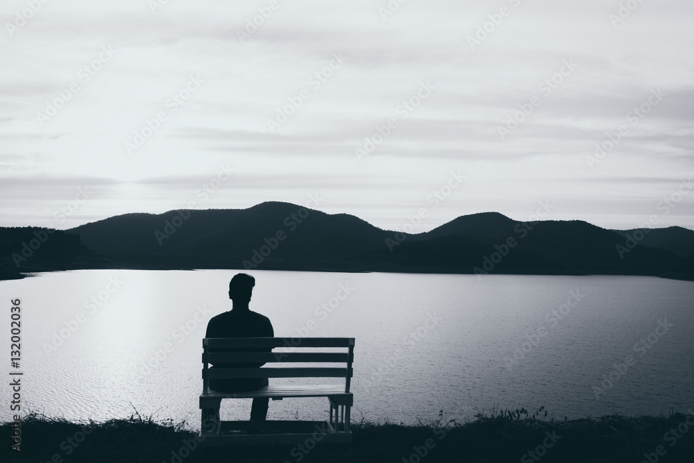 The Silhouette Of Boy Sitting Alone, Concept Of Lonely, Sad, Alone, Person  Space, Alone And Scared Stock Photo | Adobe Stock