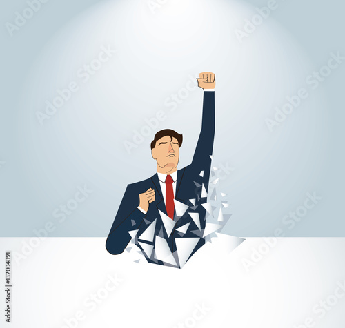 Businessman Breaking the wall. Business concept illustration.  