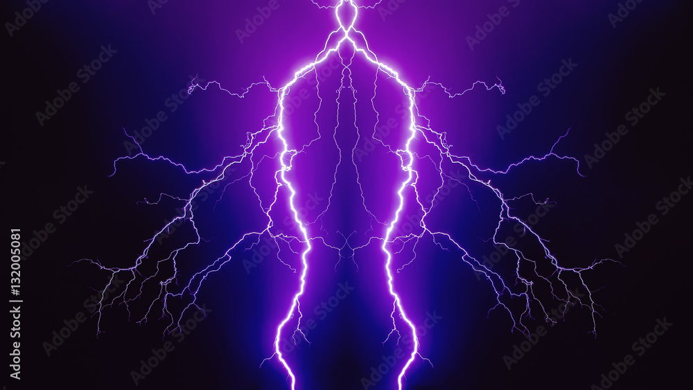 Electric discharge purple lightning on a black background. Stock ...