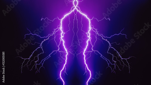 Electric discharge purple lightning on a black background.