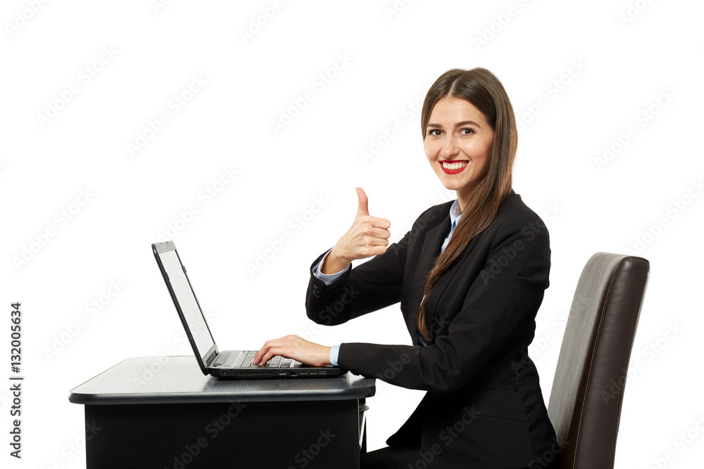 Businesswoman showing thumbs up sign Businesswoman showing thumbs up sign