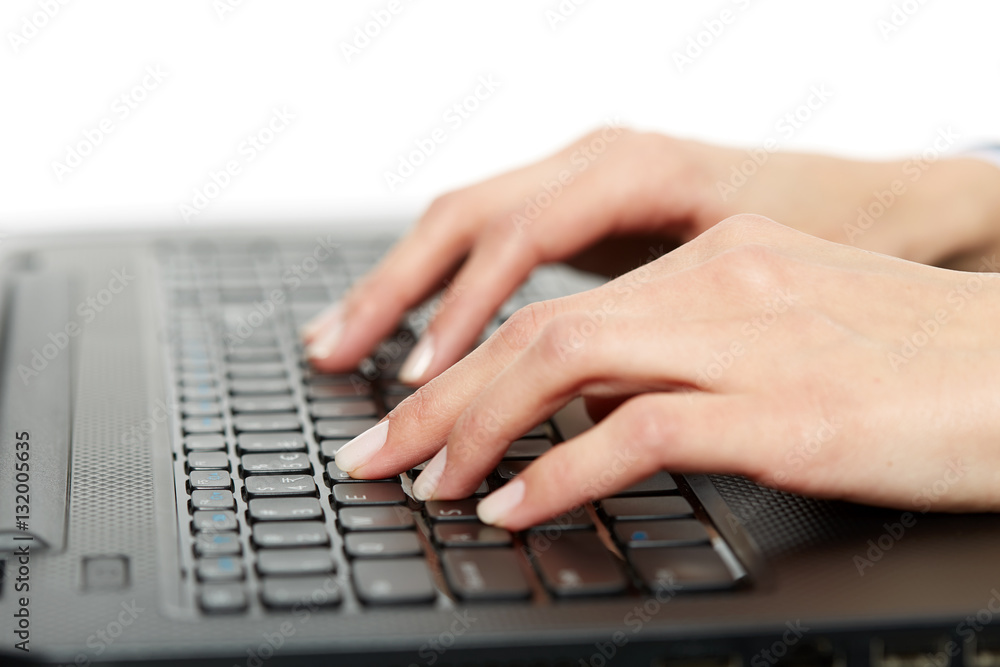Woman typing on keyboard, closeup Woman typing on keyboard, closeup