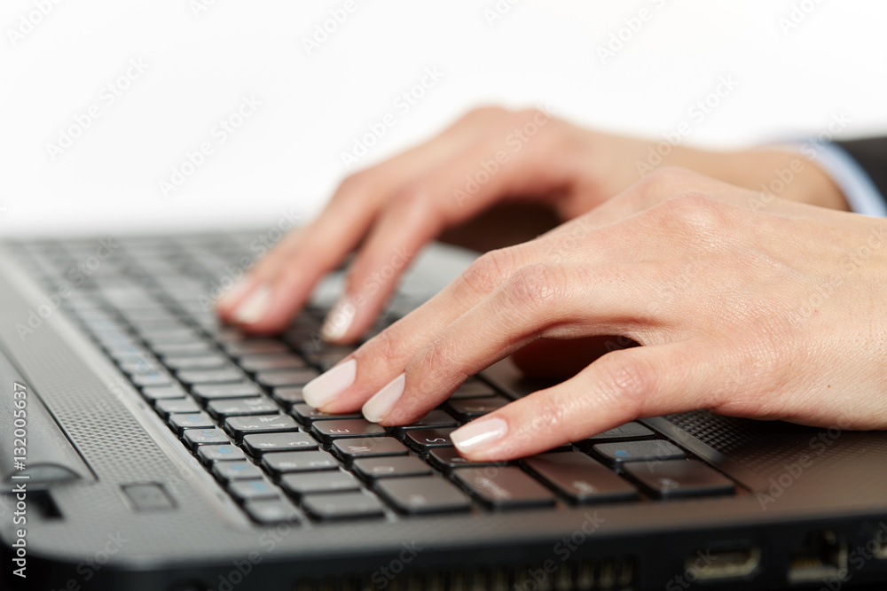 Woman typing on keyboard, closeup Woman typing on keyboard, closeup