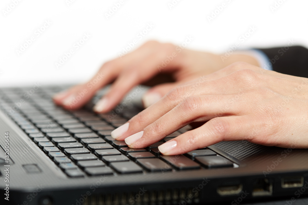 Woman typing on keyboard, closeup Woman typing on keyboard, closeup