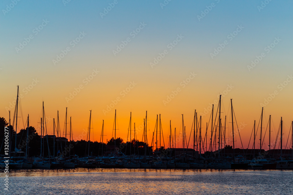 Naklejka premium Sunset on the Adriatic Sea in Croatia, in summer