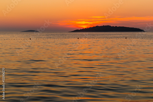 Sunset on the Adriatic Sea in Croatia  in summer