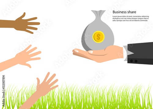 vector business concept share money to other people and saving environment