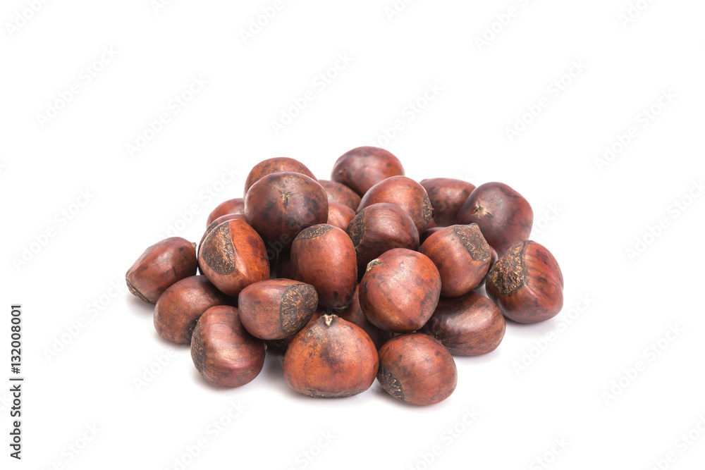 Roasted chestnuts isolated on white background Roasted chestnuts isolated on white background