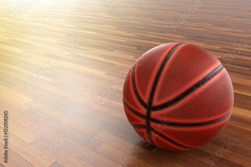 Basketball on wood floor