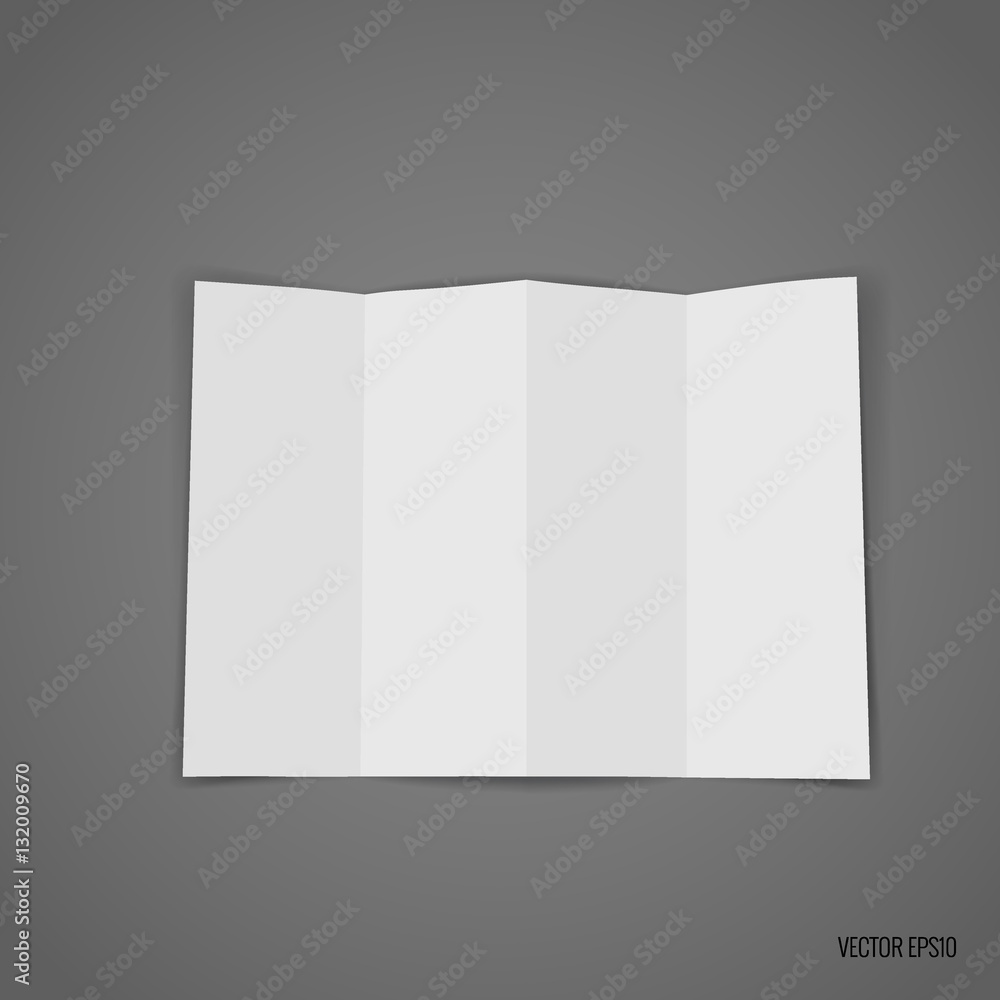 Four - fold white template paper. Vector illustration