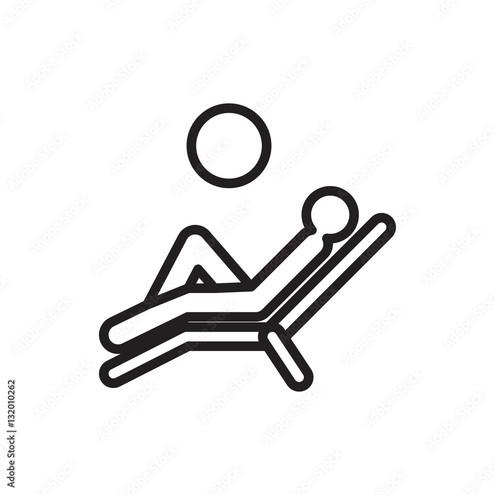 man laying in the sun icon illustration