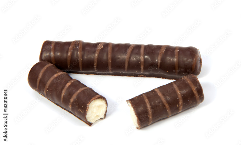chocolate wafer sticks isolated on white background chocolate wafer sticks isolated on white background