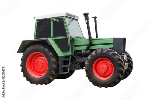 new green tractor isolated on white background