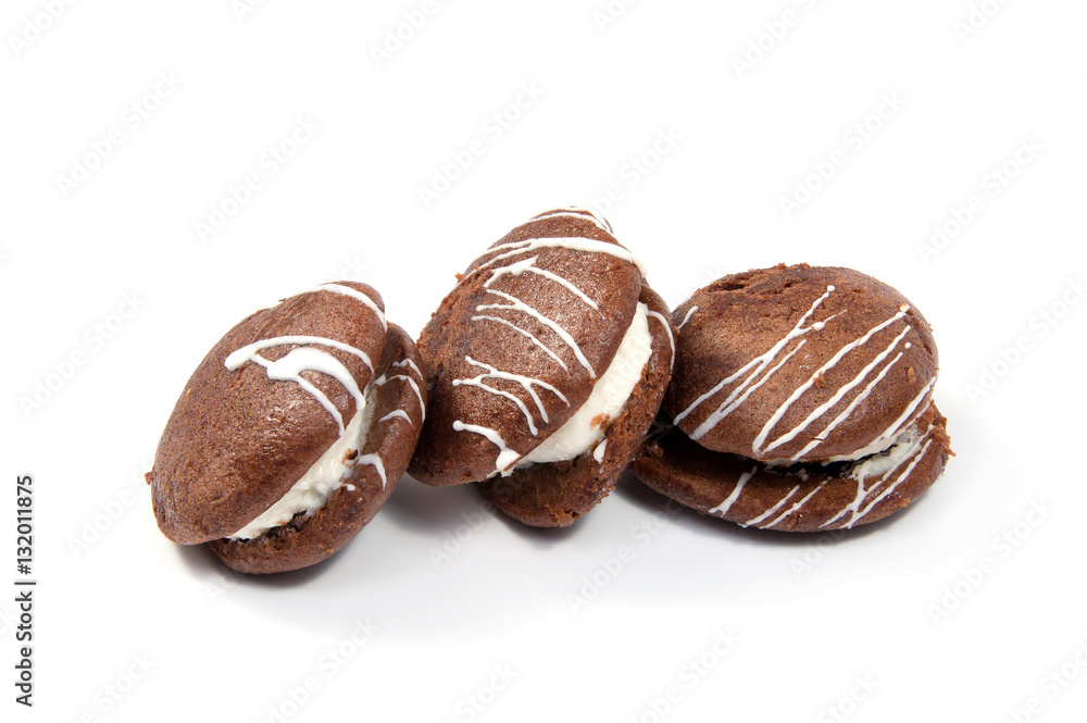 Gingerbread with chocolate isolated on the white background Gingerbread with chocolate isolated on the white background
