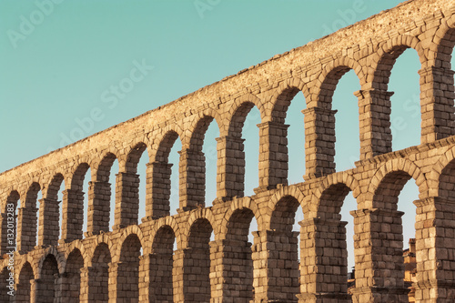 Photo of ancient Roman aqueduct in Segovia, Spain Fototapet