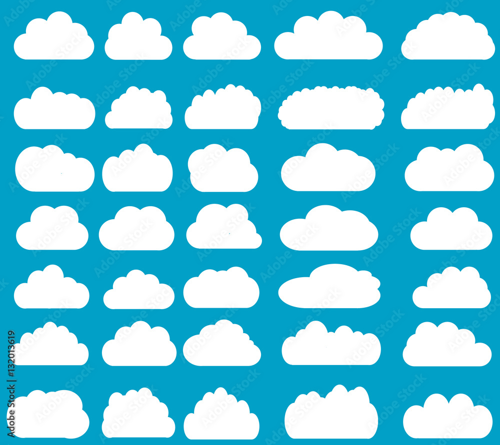 Cloud vector icons isolated over bue background Cloud vector icons isolated over bue background