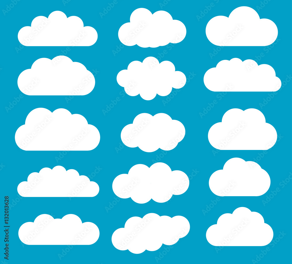 Cloud vector shapes  isolated over bue background
