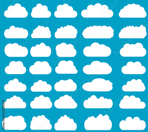 Cloud vector icons isolated over bue background