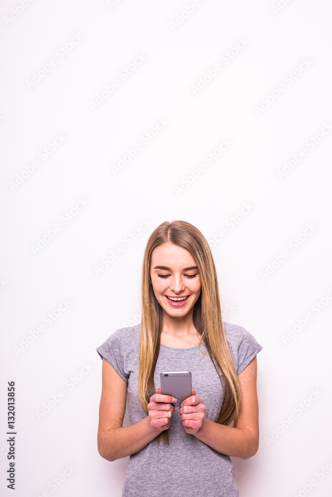 Girl read something on phone Girl read something on phone