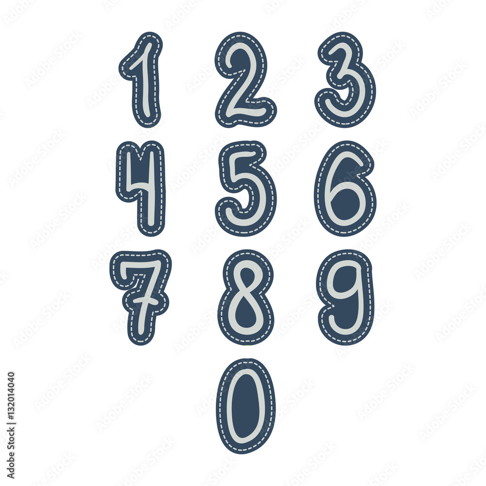 Obraz premium Numbers stickers hand drawing style kids isolated
