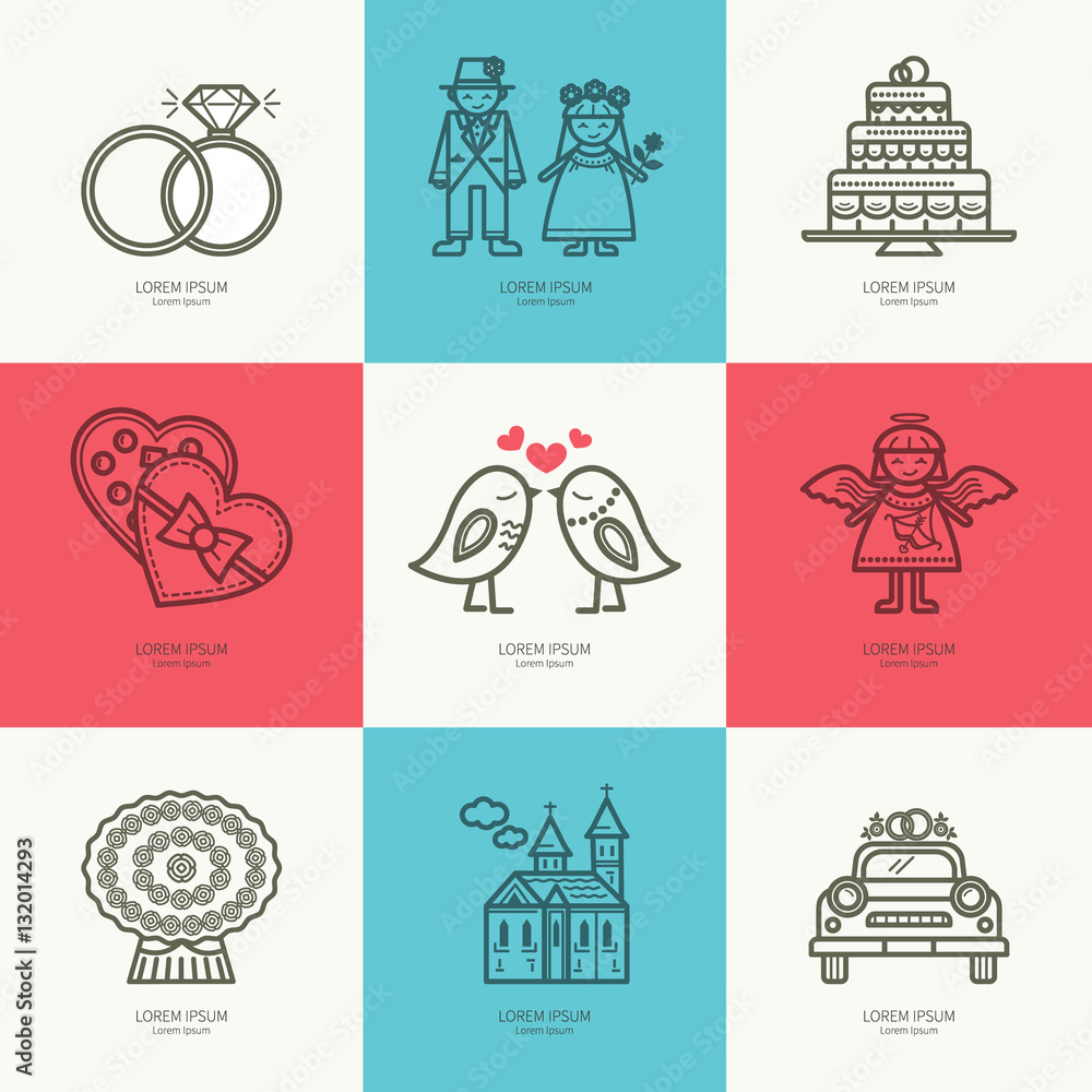 Set of romantic icons