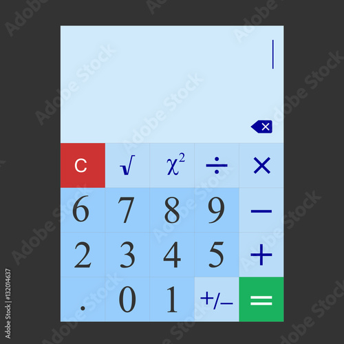 The illustration of a simple calculator that can be used for electronic programs on computers, tablets, smartphones and other devices.