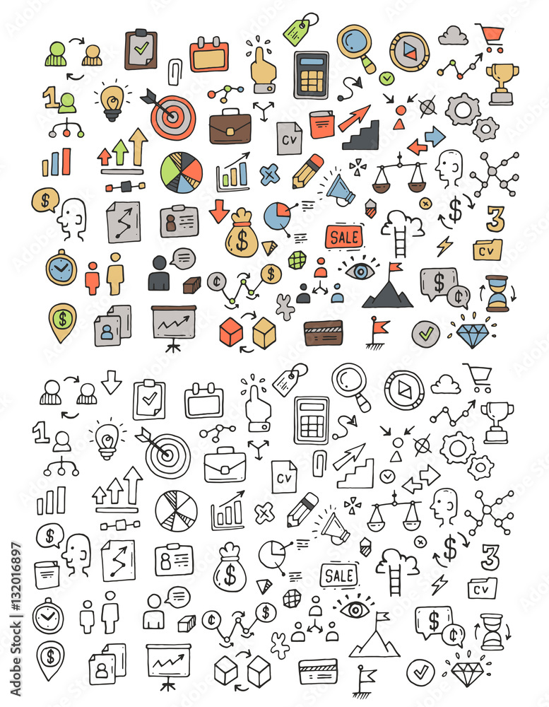Hand drawn icons and elements pattern.