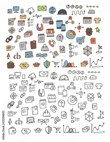 Hand drawn icons and elements pattern.