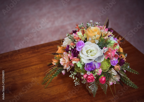 Wonderful luxury wedding bouquet of different flowers © kerkpun