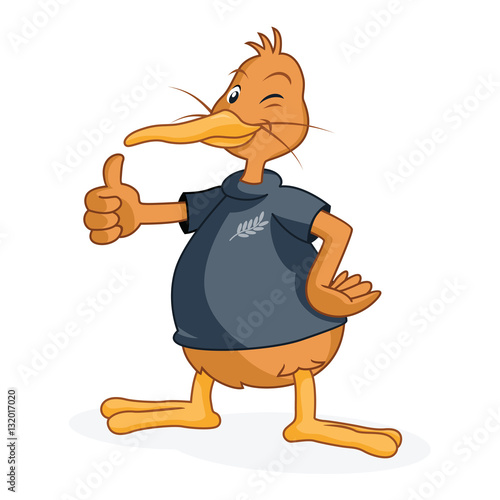 Cute cartoon kiwi bird, vector