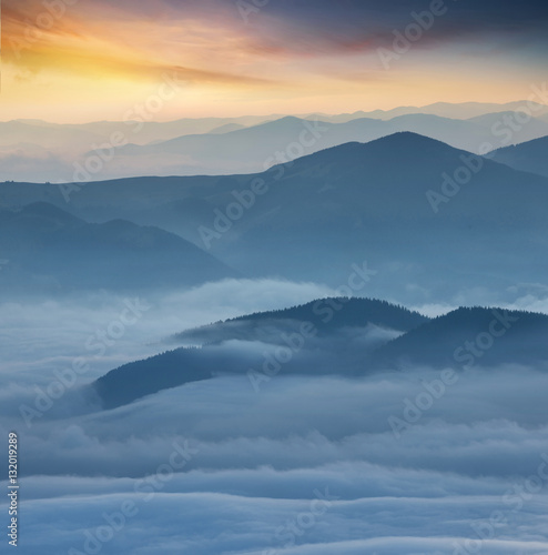 High mountain in morning time. Beautiful natural landscape.. © biletskiyevgeniy.com