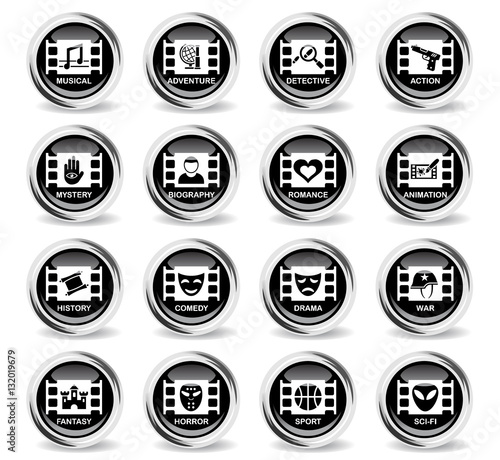 cinema genre icon set