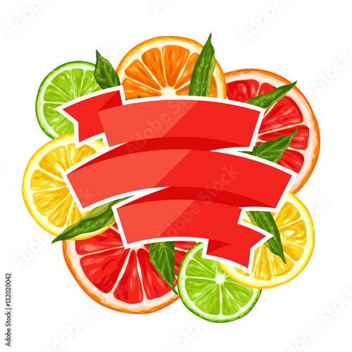 Background with citrus fruits slices. Mix of lemon lime grapefruit and orange